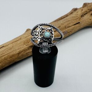 Sterling Silver Lab Opal Hamsa Ring
